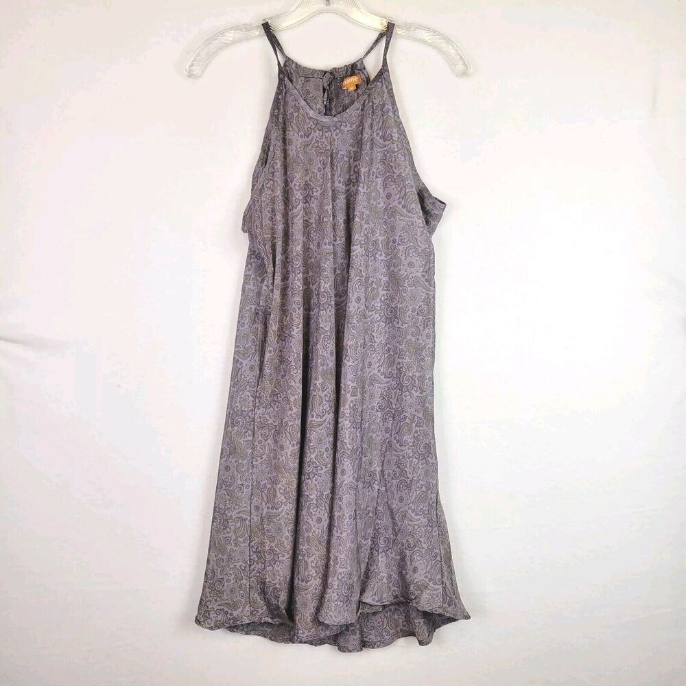 Mamey Womens Tank Cover Up Midi Slip Dress Size Medium Purple Paisley Pattern